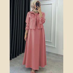 Short Jacket Long Maxi Style 2-Pcs Winter Tracksuit For Her.