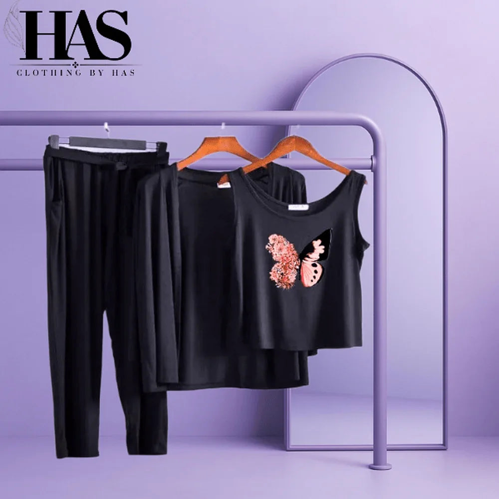 3PC Night Suit Printed - Clothing By Has
