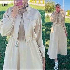 Short Jacket Long Maxi Style 2-Pcs Winter Tracksuit For Her.
