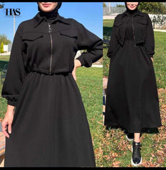 Short Jacket Long Maxi Style 2-Pcs Winter Tracksuit For Her.