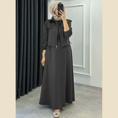 Short Jacket Long Maxi Style 2-Pcs Winter Tracksuit For Her.