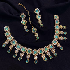 Sheesh Husn Choker Set (Diamond Drop Necklace Set S-43)