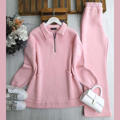 HAS Stripe Printed Style 2-Pcs Winter Tracksuit For Her.