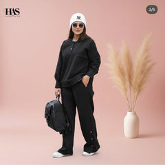 Hellow Winter  2 Pcs Button Fashion Hooded Winter Tracksuit  By *HAS CLOTHING*
