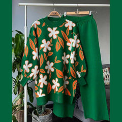 Flower Printed Style 2-Pcs Winter Tracksuit For Her