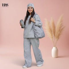 Hellow Winter  2 Pcs Button Fashion Hooded Winter Tracksuit  By *HAS CLOTHING*