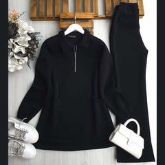 HAS Stripe Printed Style 2-Pcs Winter Tracksuit For Her.