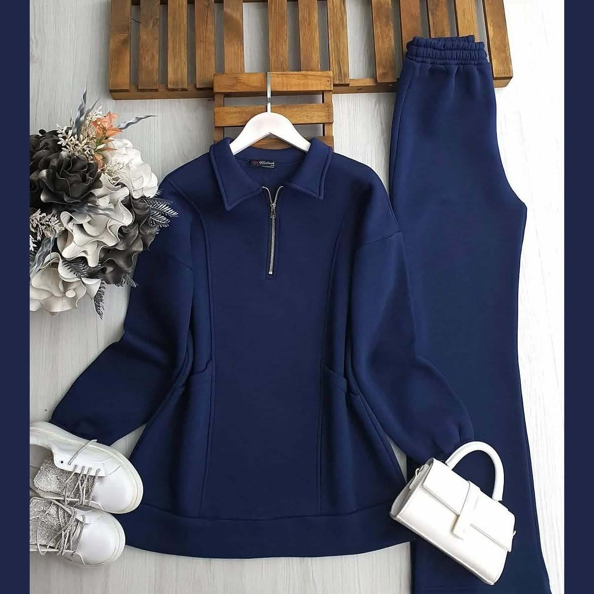 HAS Stripe Printed Style 2-Pcs Winter Tracksuit For Her.