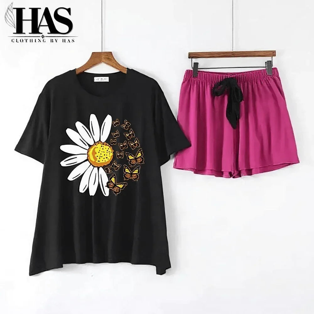 Daisy & Butterfly Printed Night Suit - Clothing By Has