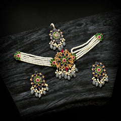 Pearl Zircon Choker Set (CS-01)