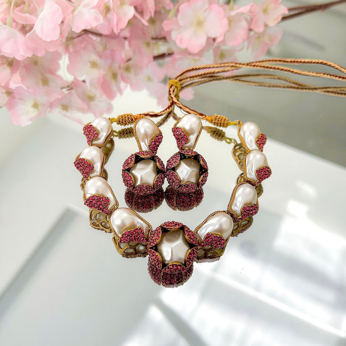 Moti e Phool Shine Pearl Necklace Set - S-50