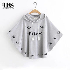 Round Style Meow Hooded Poncho - Clothing By Has