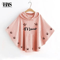 Round Style Meow Hooded Poncho - Clothing By Has